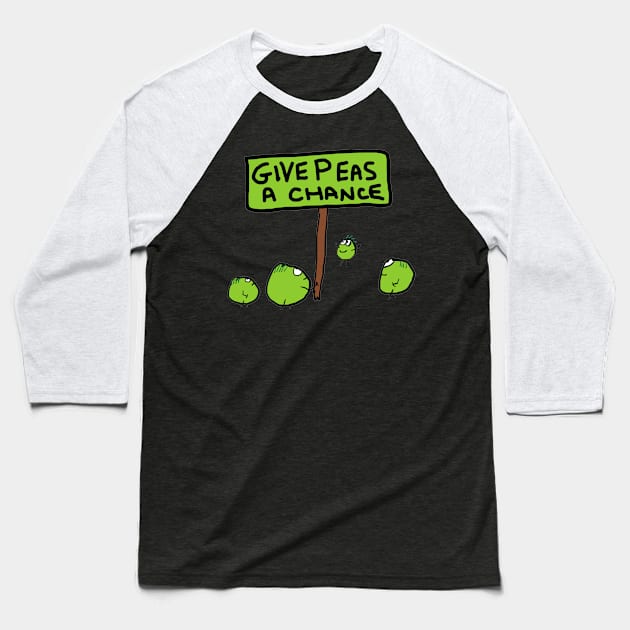 Give Peas A Chance Baseball T-Shirt by Mark Ewbie